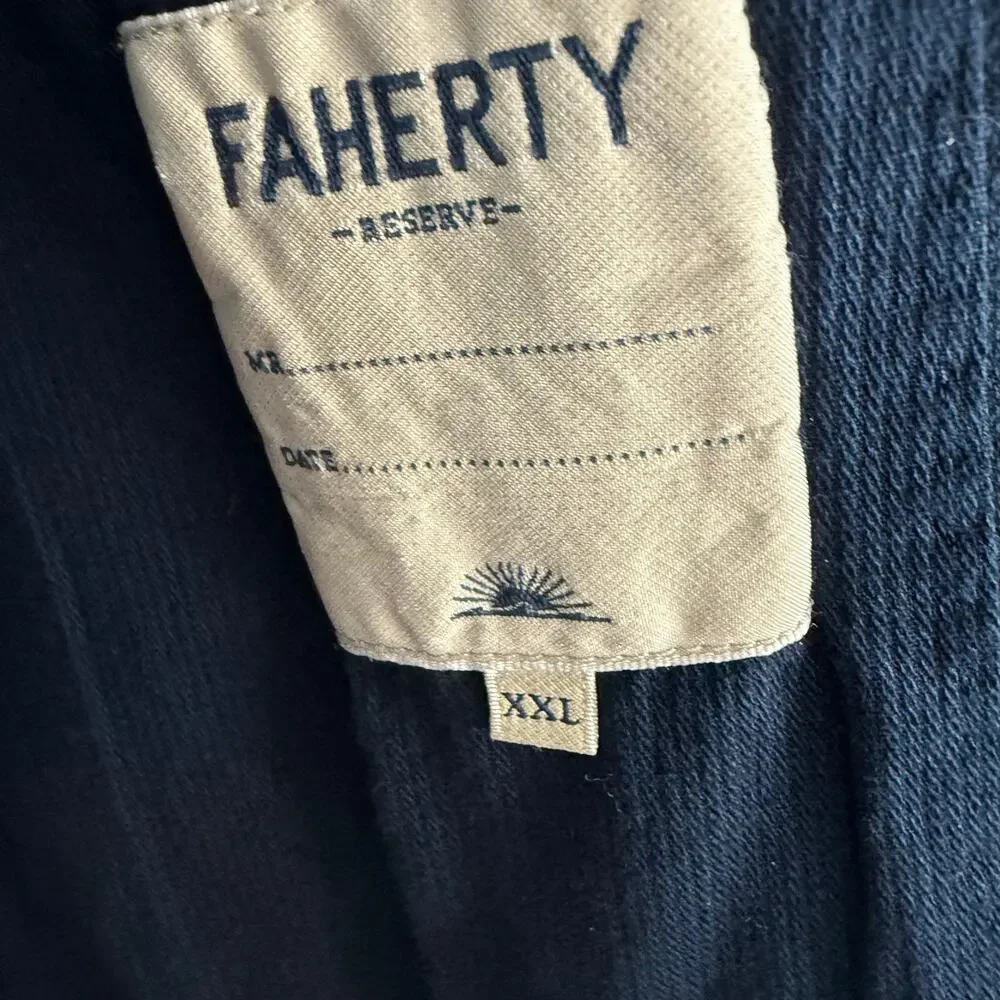 Faherty Reserve Cotton Linen All Season Blazer Navy Blue Sz XXL